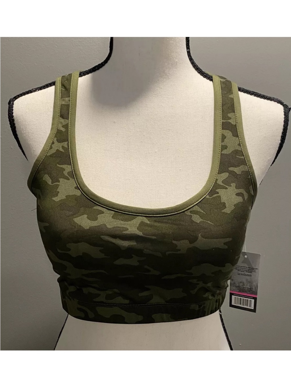 Camo Olive Scoop-Neck Sports Bra